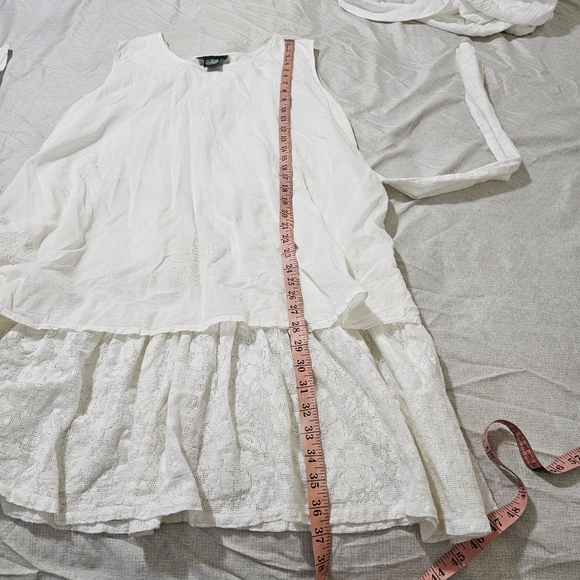 Papy Boez Boho Lagen Look Dress Cotton Off White Embroidered Lace Detail M/L - Picture 12 of 16